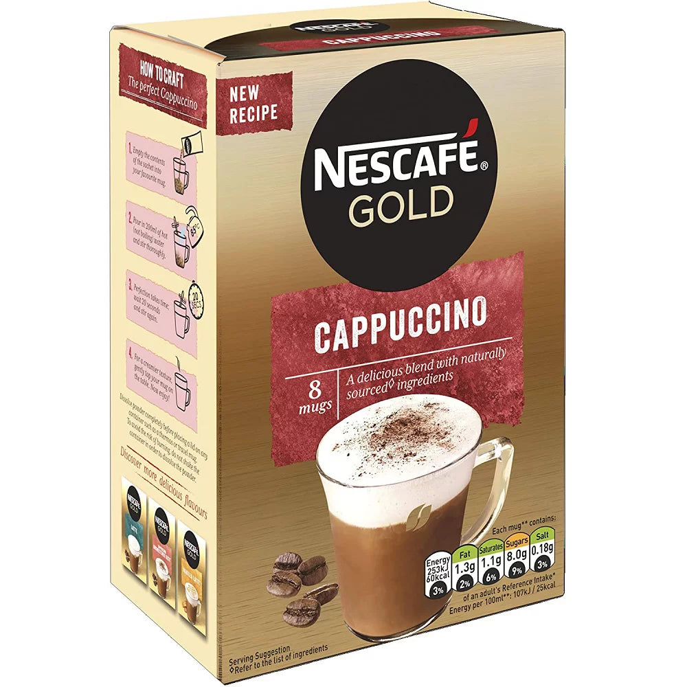 Nescafe Gold Cappuccino Ready Serve Pouches 8 Pack, 4.37 oz.