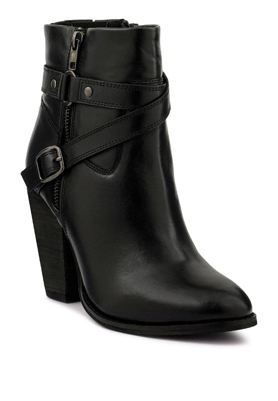 CAT-TRACK Leather Heeled Ankle Boots