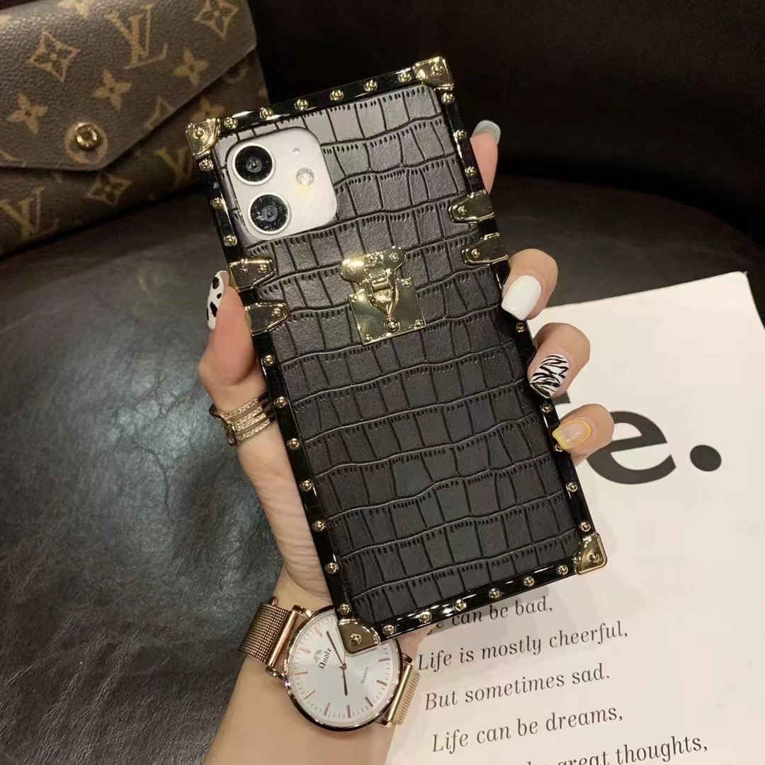 Crocodile Leather Square iPhone Case