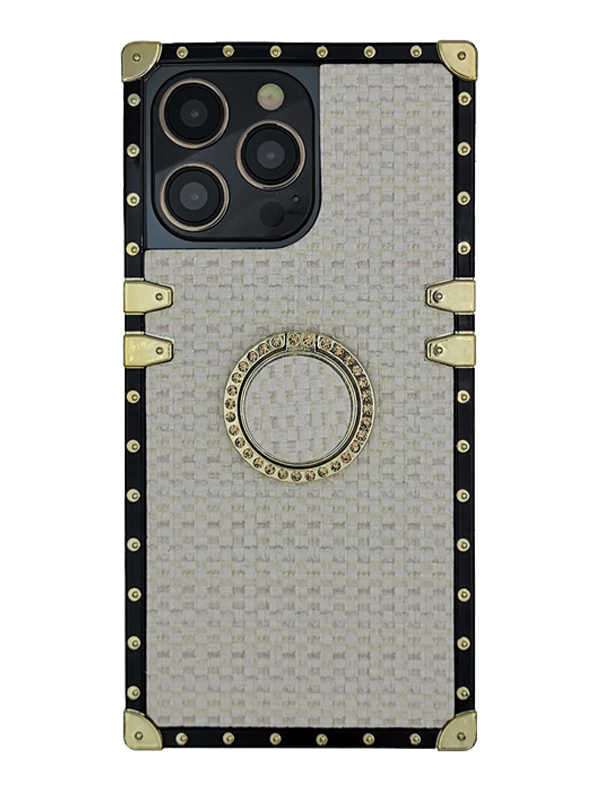 Beige Tweed Fabric Square iPhone Case