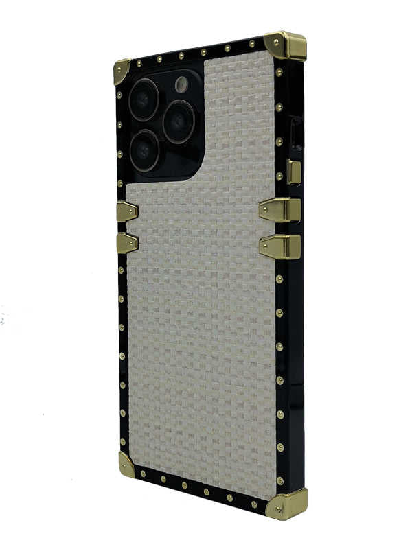 Beige Tweed Fabric Square iPhone Case