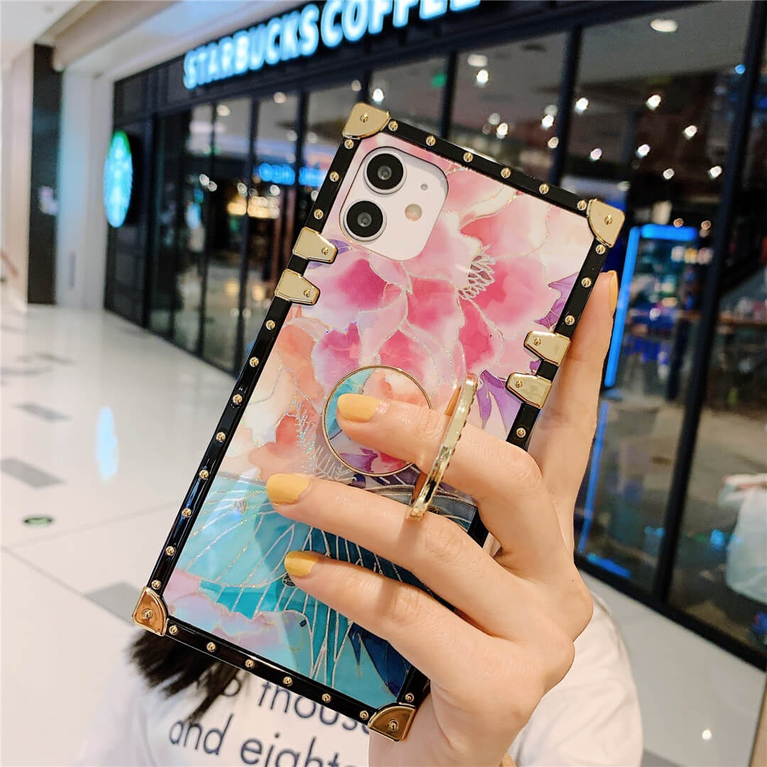 Pink Blossom Square iPhone Case