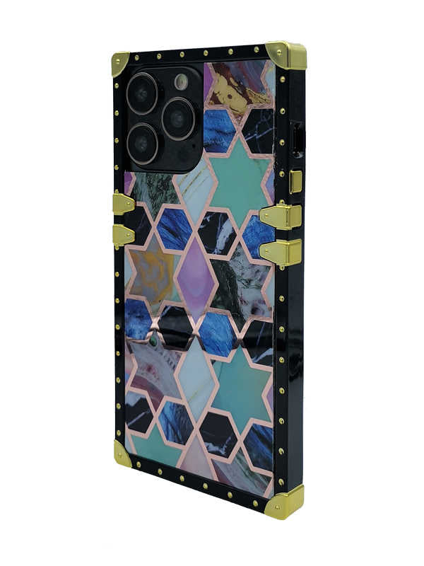 Geo Marble Blocks Square iPhone Case