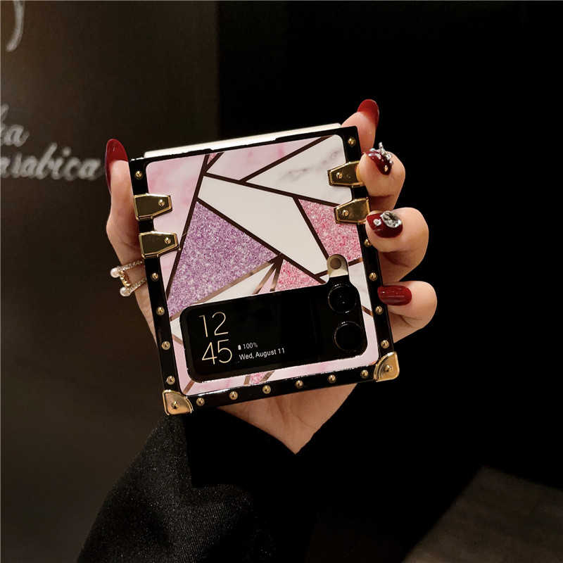 Geometric Colorblock Marble Galaxy Z Flip 3/4/5 Foldable Case