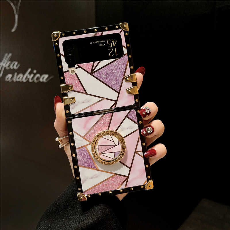 Geometric Colorblock Marble Galaxy Z Flip 3/4/5 Foldable Case