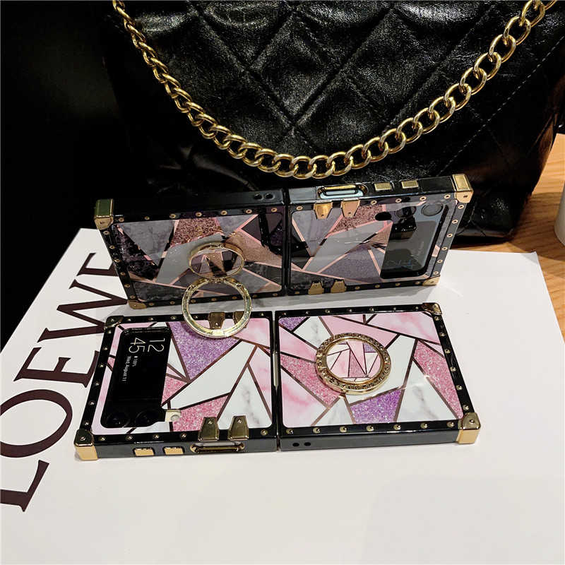 Geometric Colorblock Marble Galaxy Z Flip 3/4/5 Foldable Case