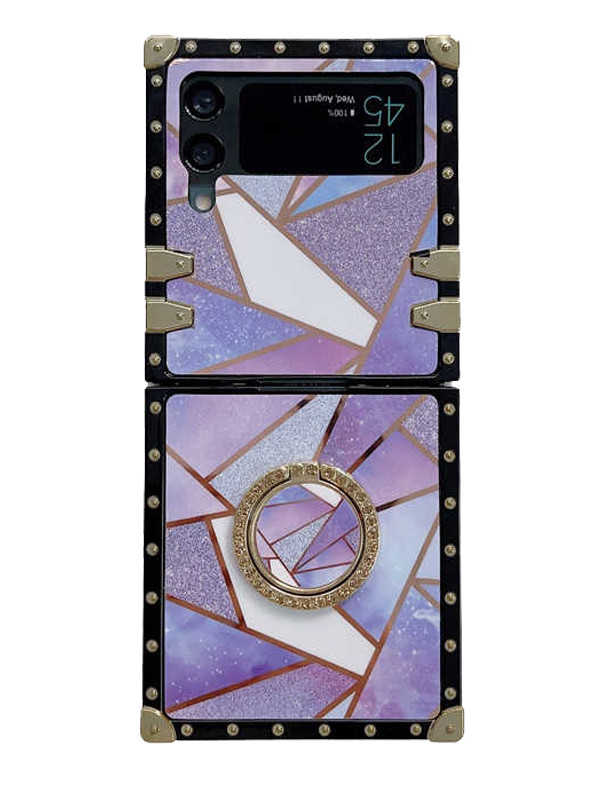 Geometric Colorblock Marble Galaxy Z Flip 3/4/5 Foldable Case