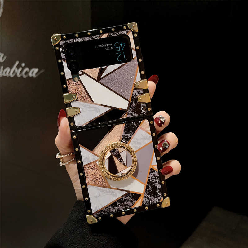 Geometric Colorblock Marble Galaxy Z Flip 3/4/5 Foldable Case