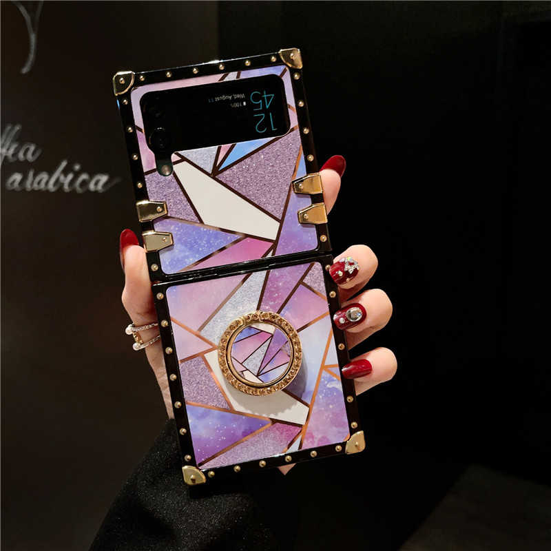 Geometric Colorblock Marble Galaxy Z Flip 3/4/5 Foldable Case