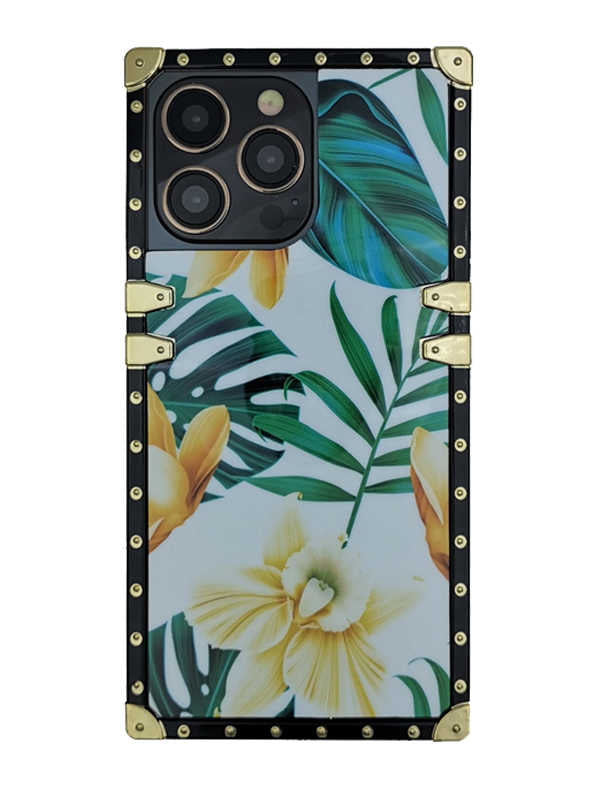 Green Palm Leaves Square iPhone Case