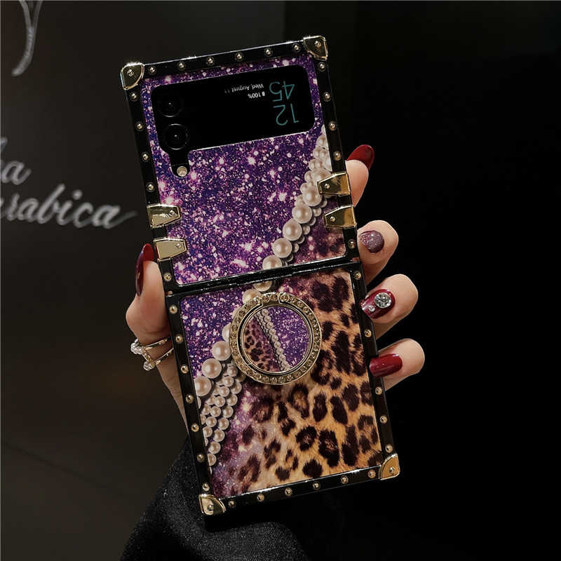 Leopard x Starry Galaxy Purple/Gold Z Flip 3/4/5 Case