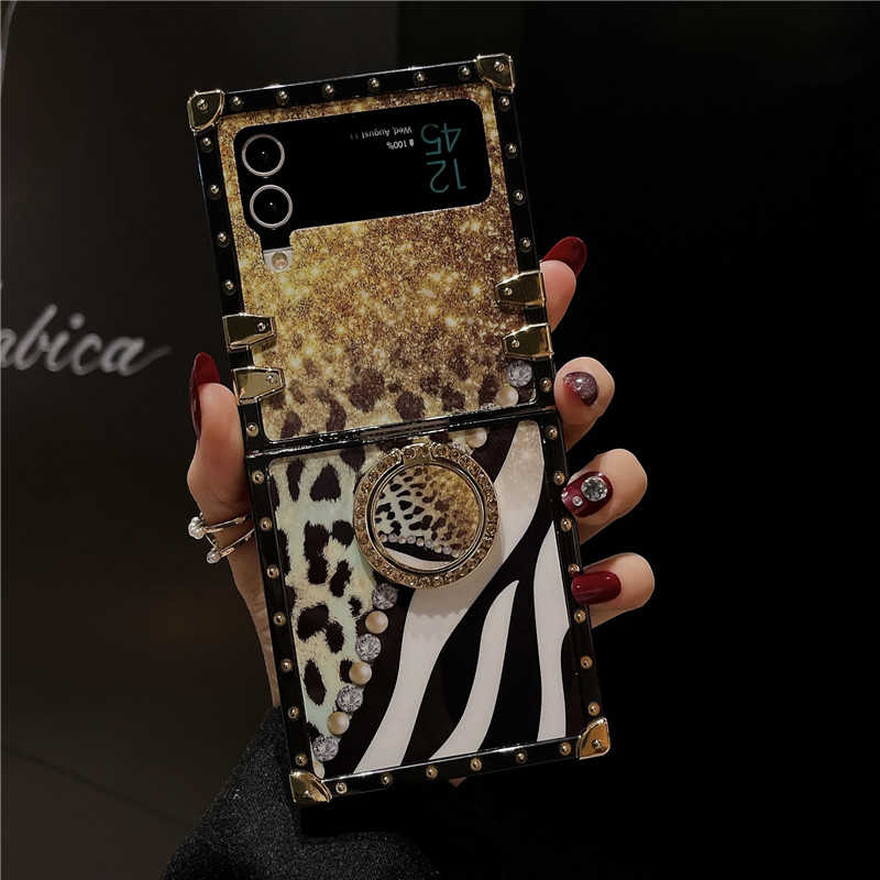 Leopard x Starry Galaxy Purple/Gold Z Flip 3/4/5 Case