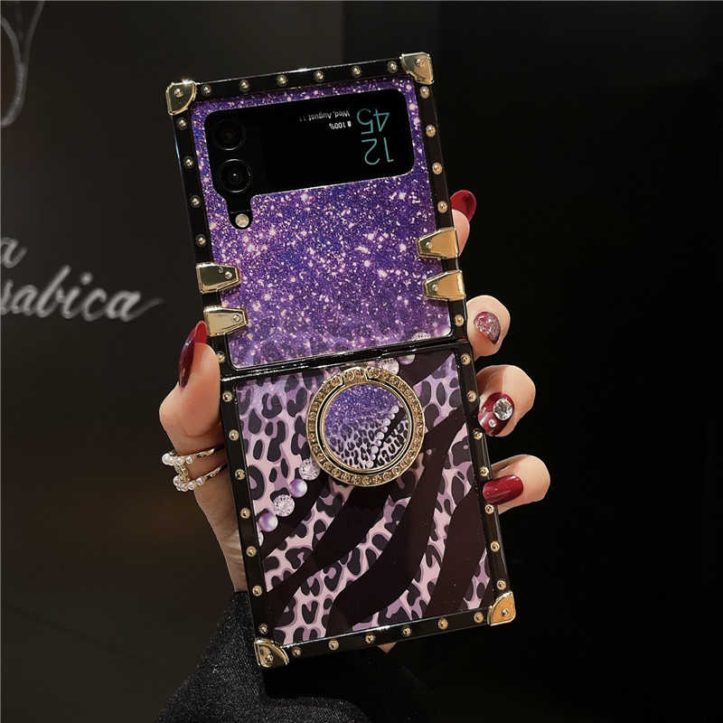Leopard x Starry Galaxy Purple/Gold Z Flip 3/4/5 Case