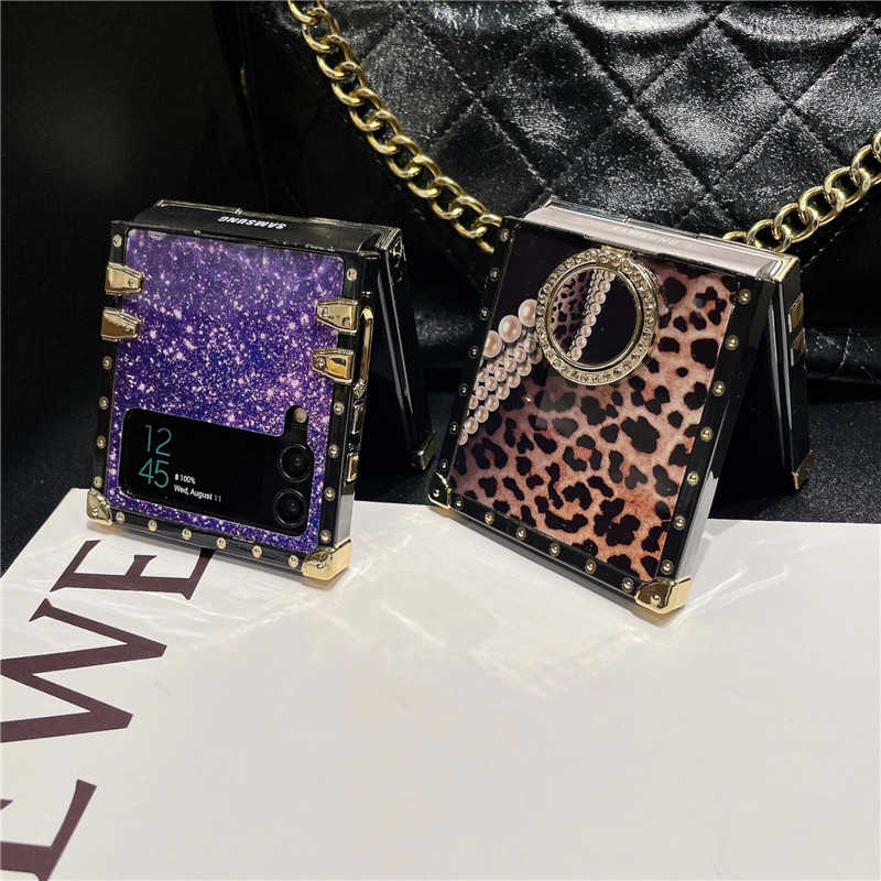 Leopard x Starry Galaxy Purple/Gold Z Flip 3/4/5 Case