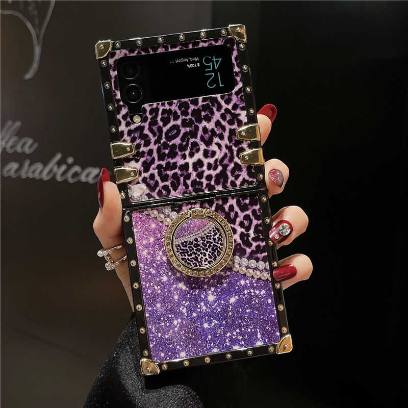 Leopard x Starry Galaxy Purple/Gold Z Flip 3/4/5 Case