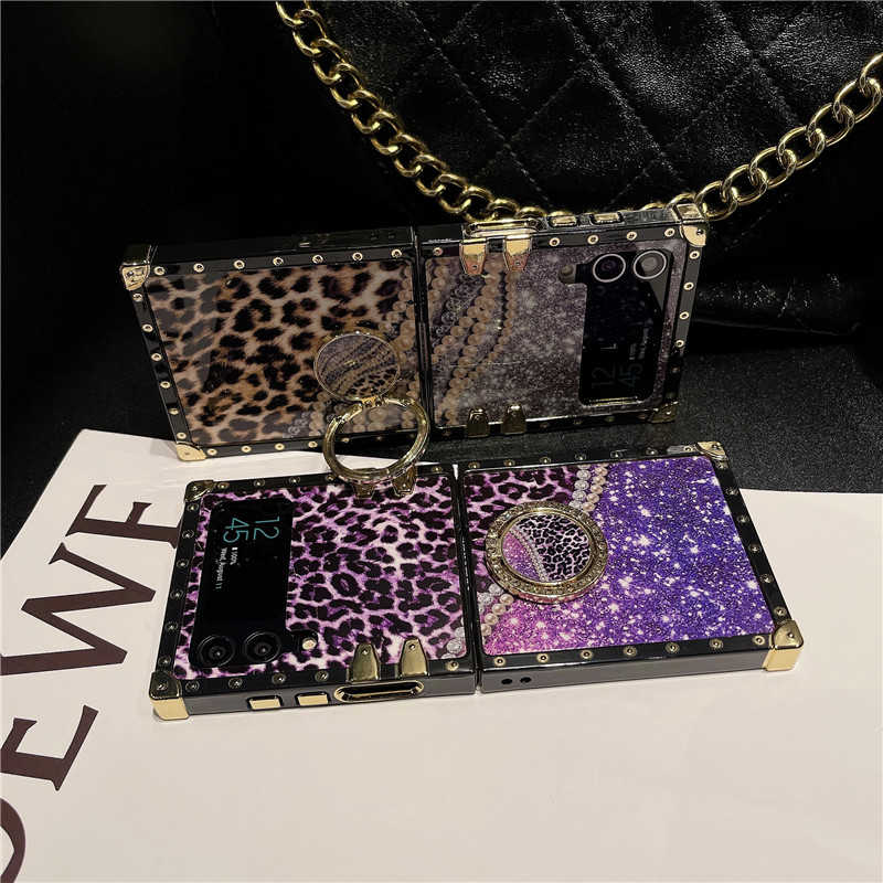 Leopard x Starry Galaxy Purple/Gold Z Flip 3/4/5 Case