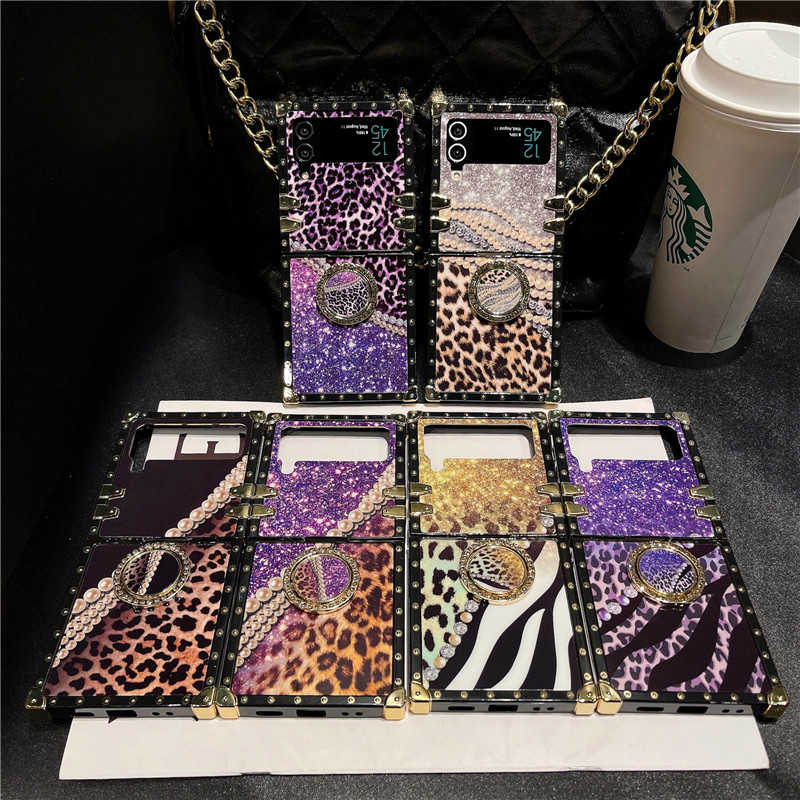 Leopard x Starry Galaxy Purple/Gold Z Flip 3/4/5 Case