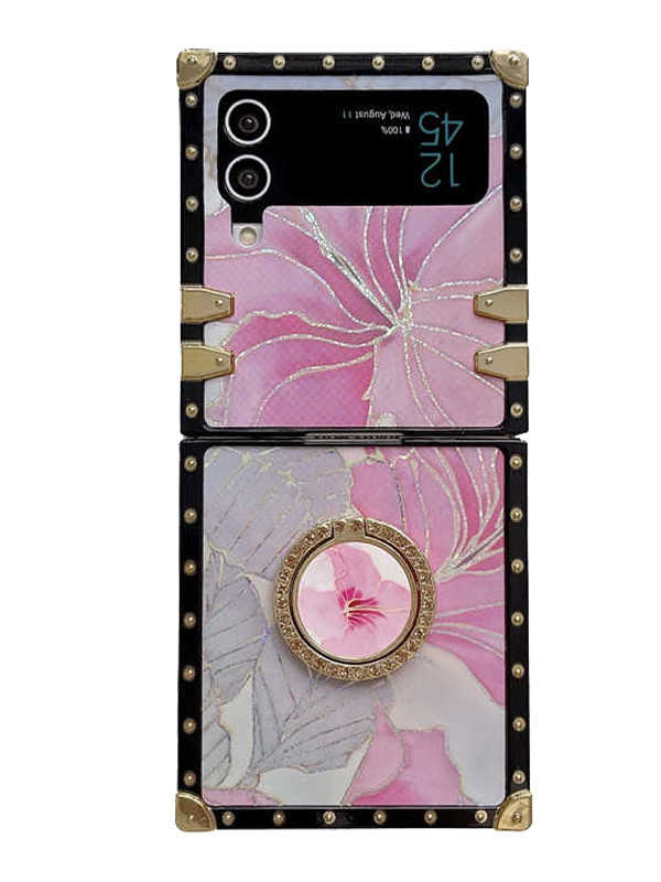 Pink Flower & Black Butterfly Galaxy Z Flip 3/4/5 Case