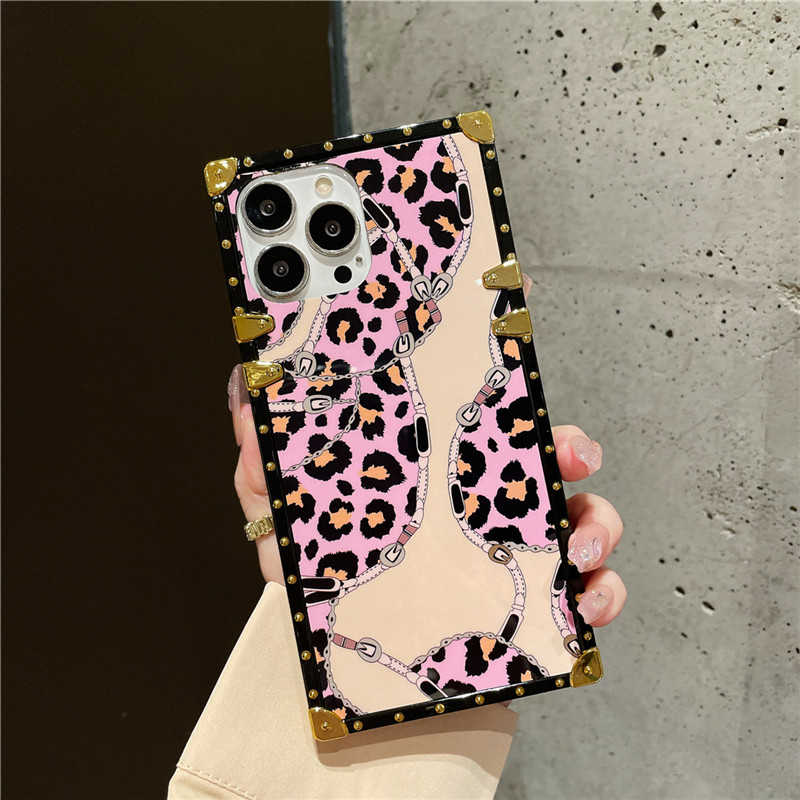 Purple Leopard x Beige Patchwork Square iPhone Case