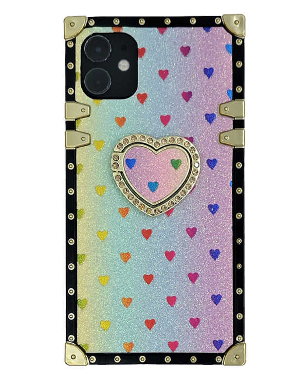 Rainbow Glitter Square iPhone Case