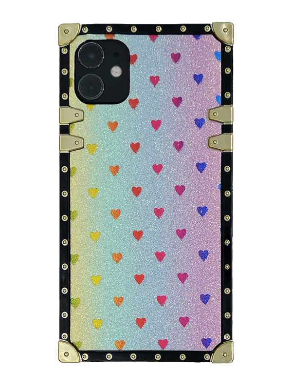 Rainbow Glitter Square iPhone Case