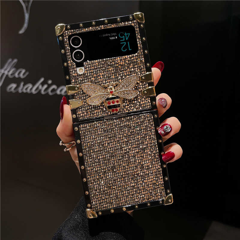 Glitter Cellule Galaxy Z Flip 3/4/5 Case with Metal Bee