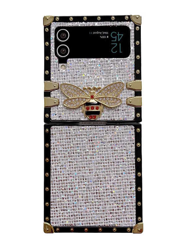 Glitter Cellule Galaxy Z Flip 3/4/5 Case with Metal Bee