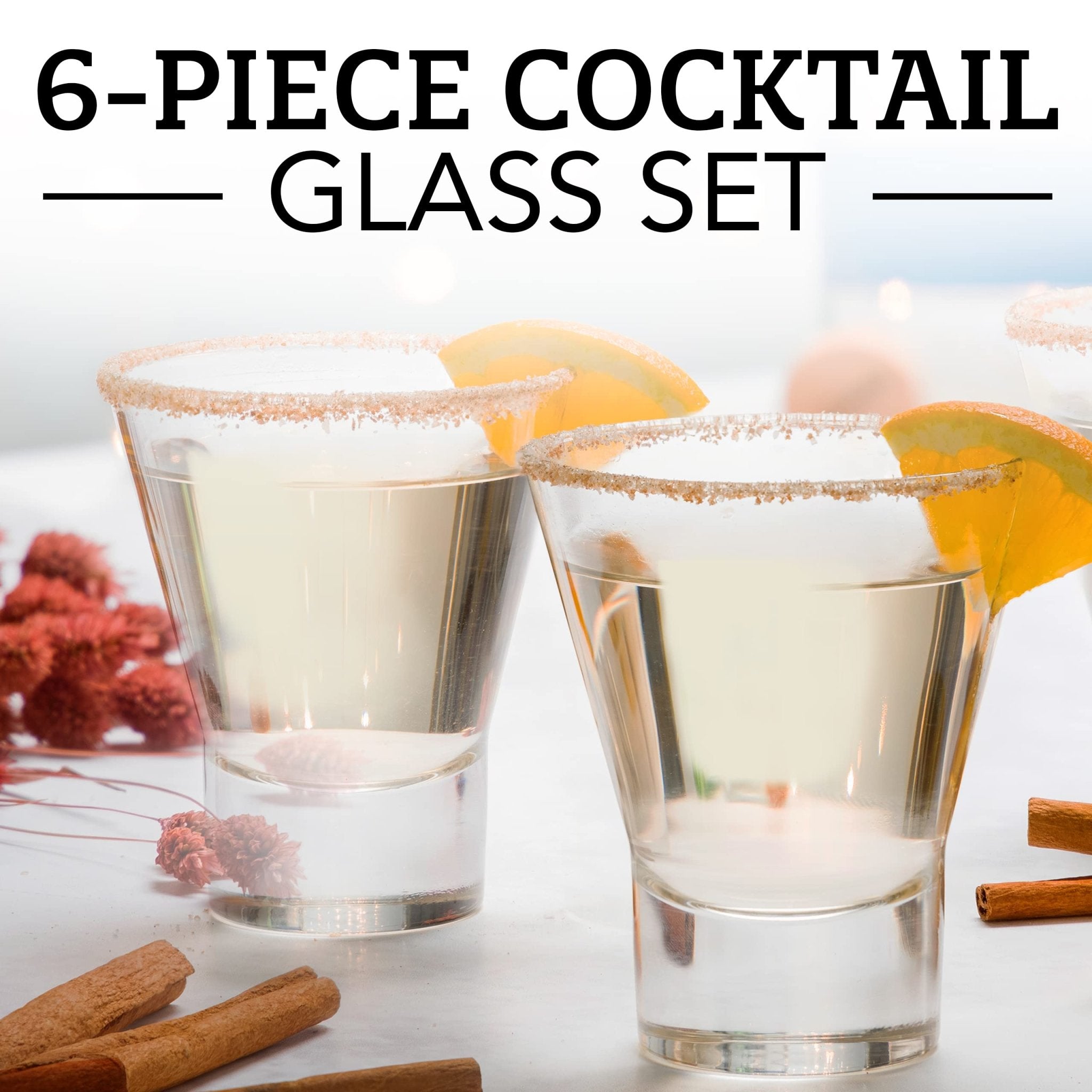 6-Pack YPSILON Cocktail Glasses - 8.5oz, Stemless, Lead-Free