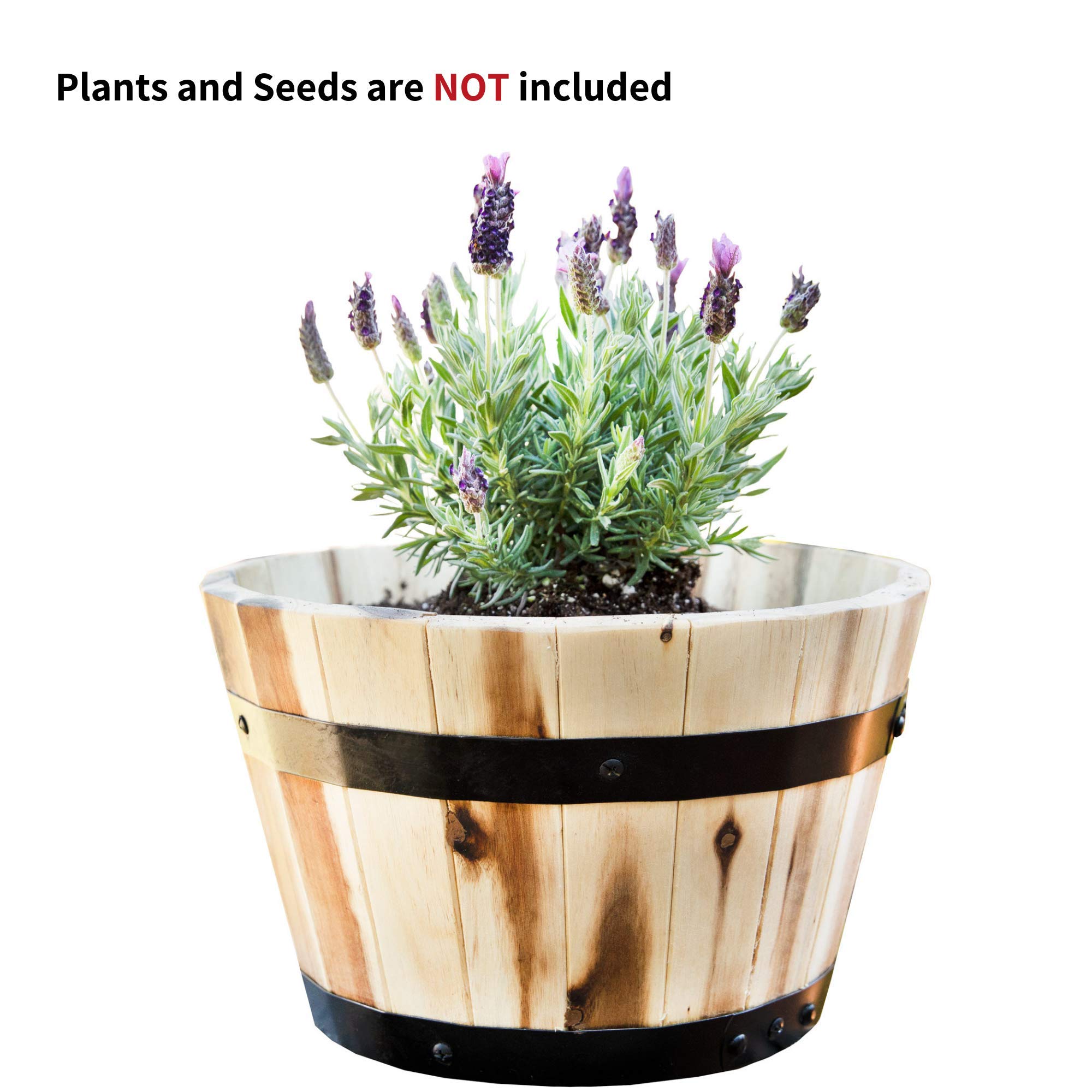 Acacia Round Wooden Farmhouse Planter - 11