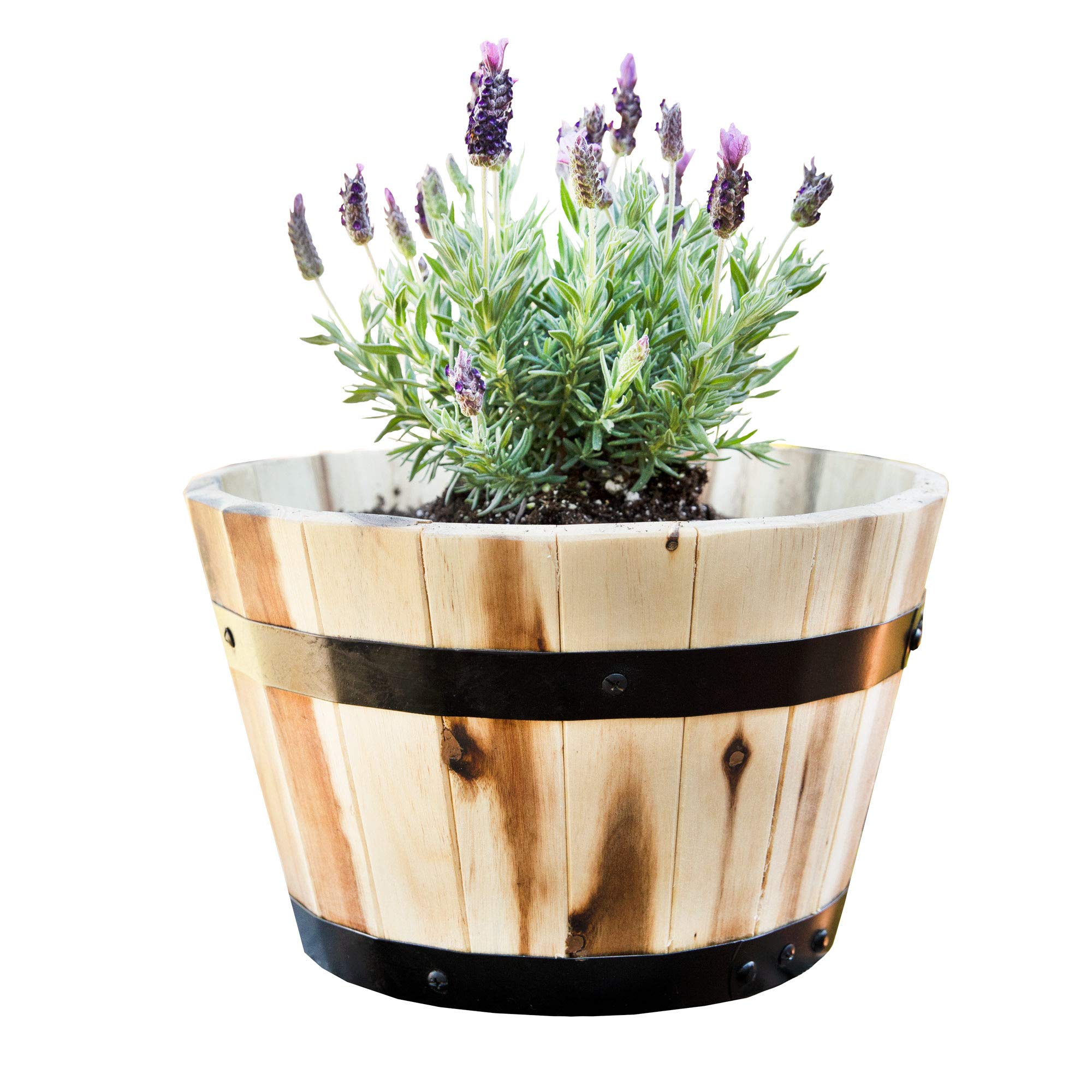 Acacia Round Wooden Farmhouse Planter - 11