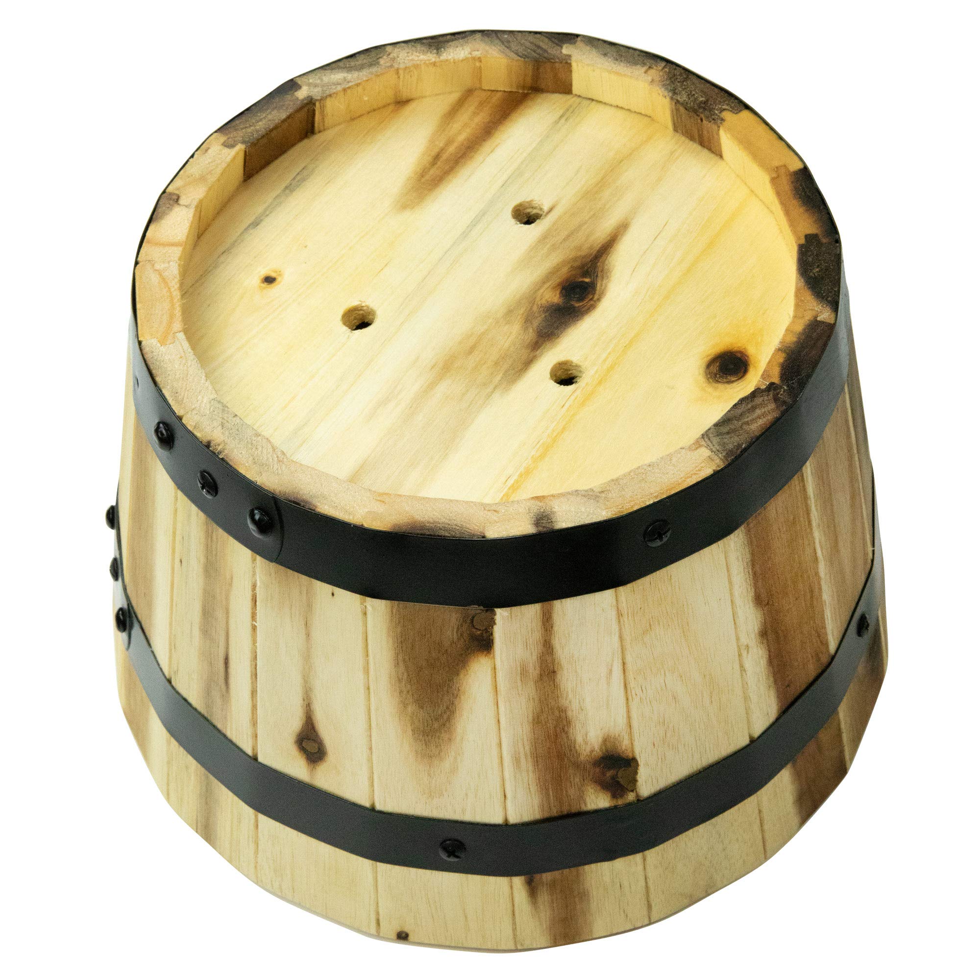 Acacia Round Wooden Farmhouse Planter - 11