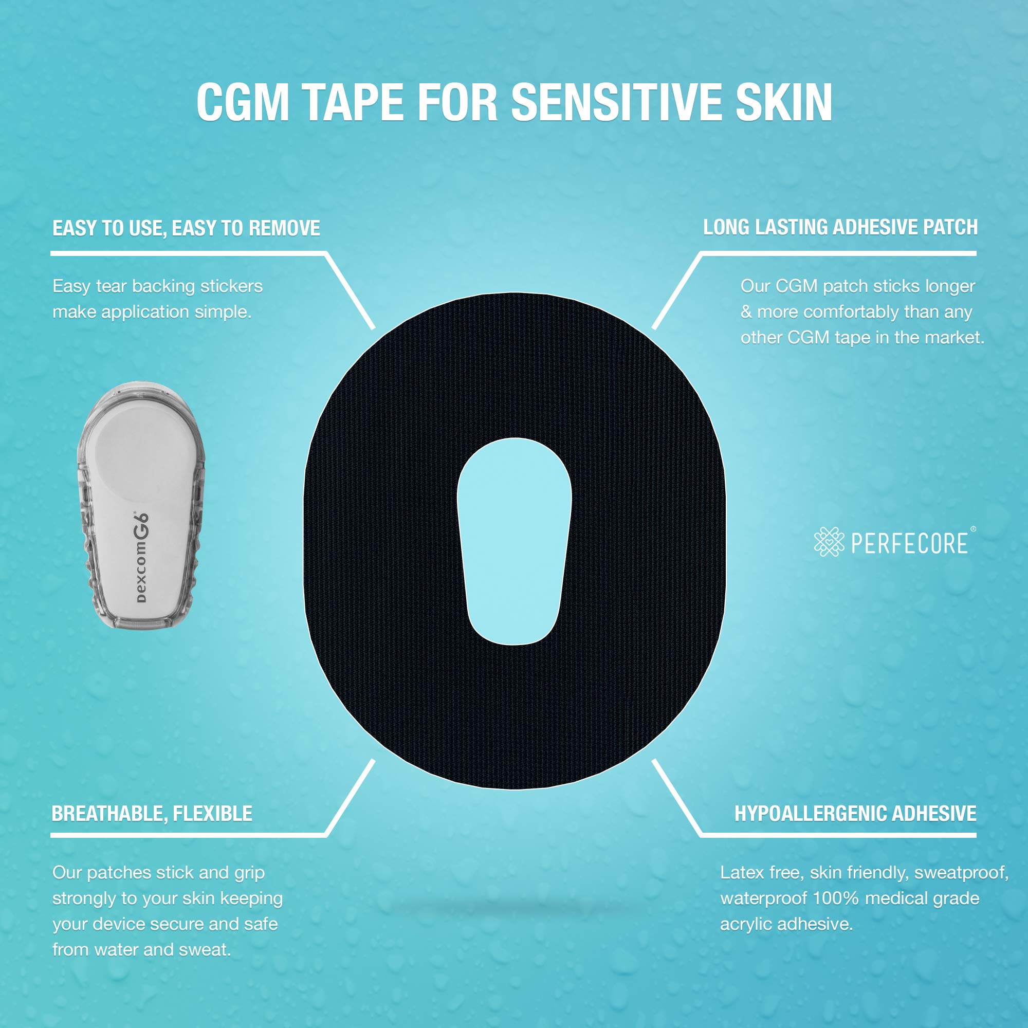 Adhesive Bandage Patches Compatible with Dexcom G6 - 30 Pack