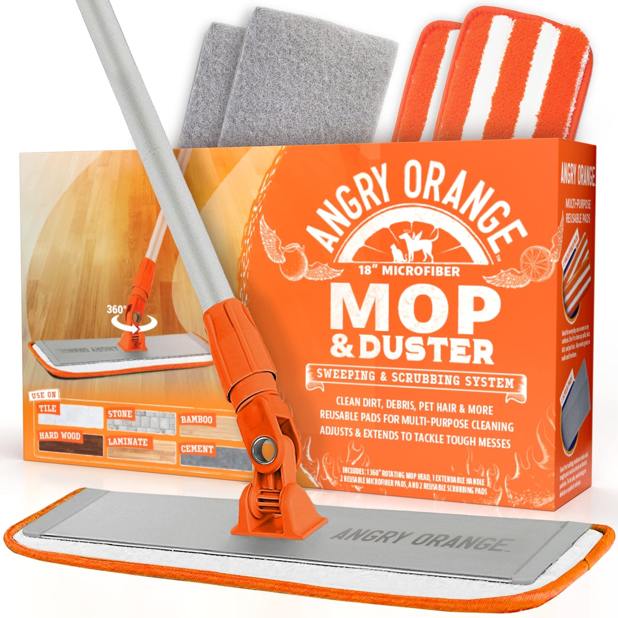 Microfiber Mop for Floor Cleaning - 2 Scrubbers & 2 Pads - Pet Supplies