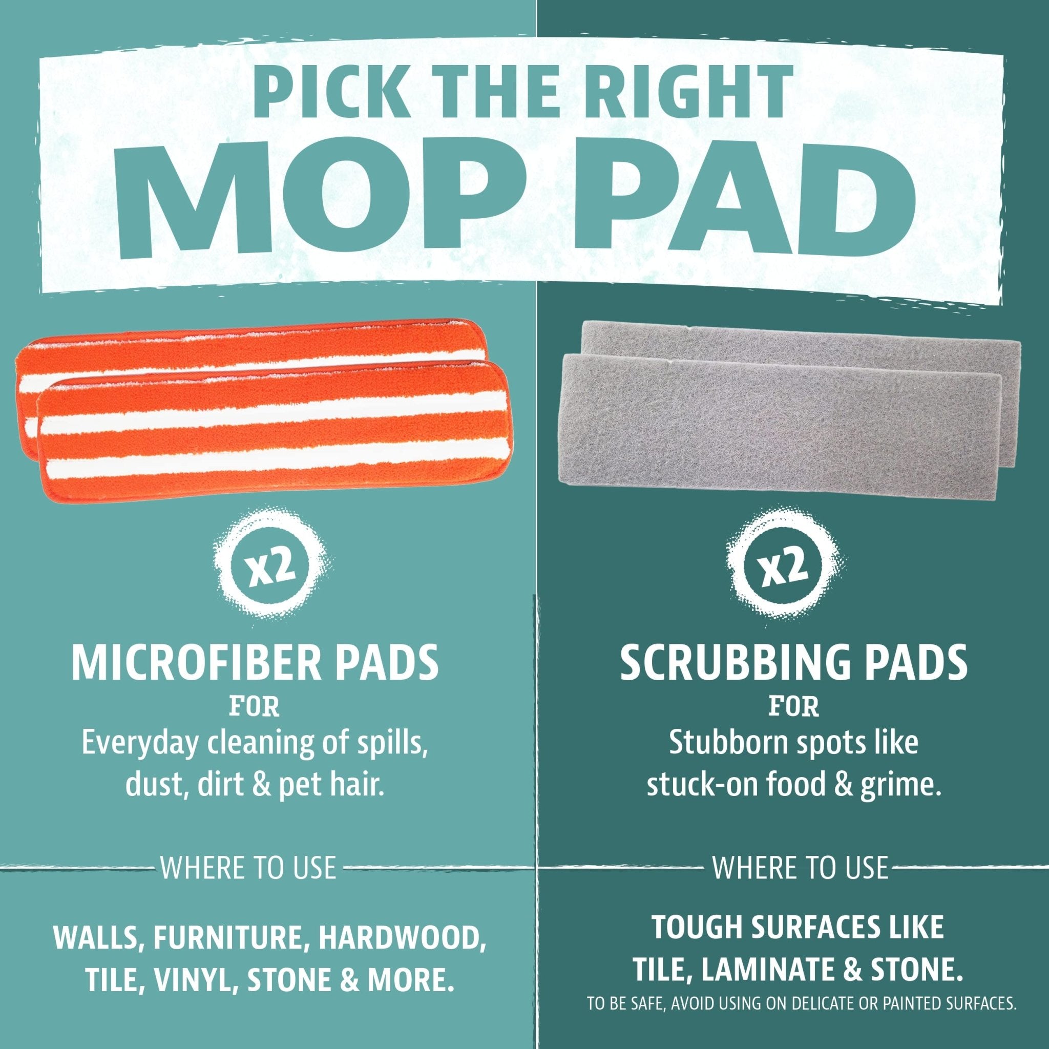 Microfiber Mop for Floor Cleaning - 2 Scrubbers & 2 Pads - Pet Supplies