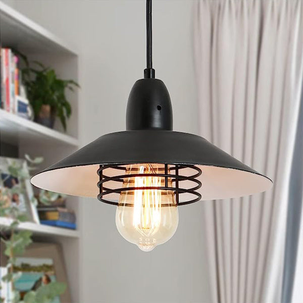 Farmhouse Vintage Pendant Light Black Fixture Pendant Lights with Spring Frame Adjustable Metal Hanging Lamp for Kitchen Island Dining Room Bedroom Living Room Barn Entryway, E26