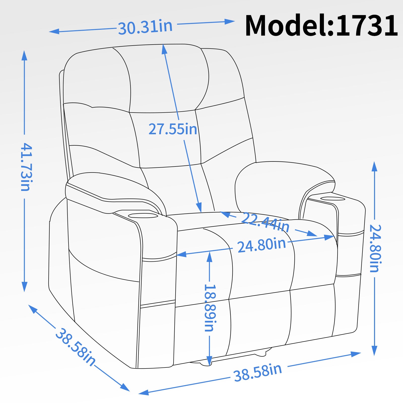 Okin Motor Up to 350 LBS Power Lift Recliner Chair, Heavy Duty Motion Mechanism with 8-Point Vibration Massage and Lumbar Heating, Cup Holders, USB and Type-C Ports, Removable Cushions, Grey