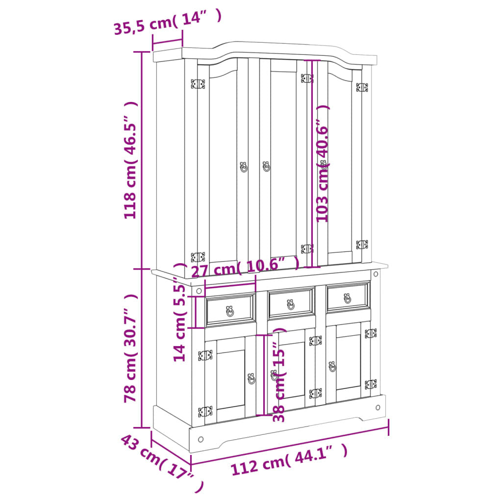 Highboard Corona Honey 44.1