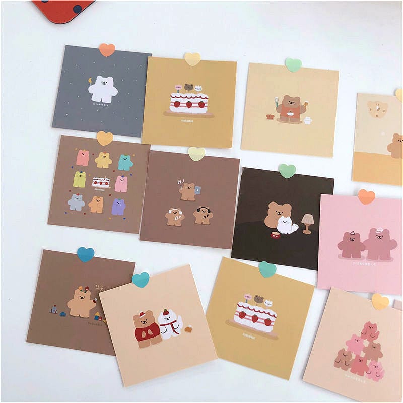 9pcs Korean Cute Cartoon Wall Cards