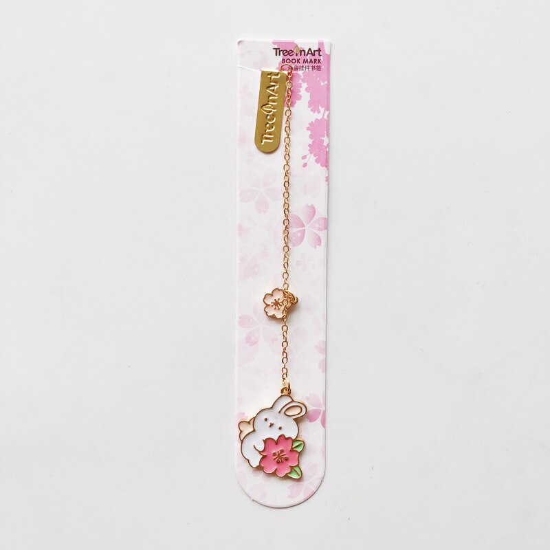 1pc Sakura Rabbit/Cat Chain Pendant Bookmark