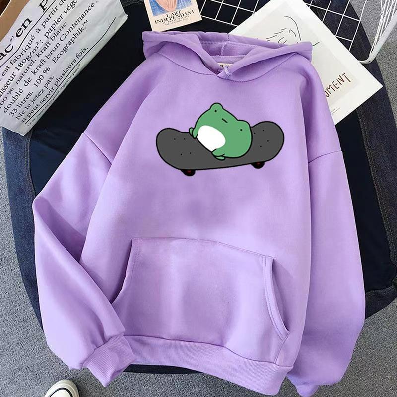 Kawaii Skateboard Frog Hoodie