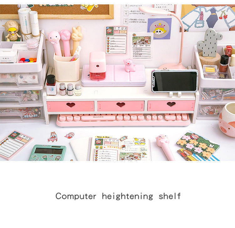 Kawaii Pink White lightweight Desk Monitor Laptop Stand