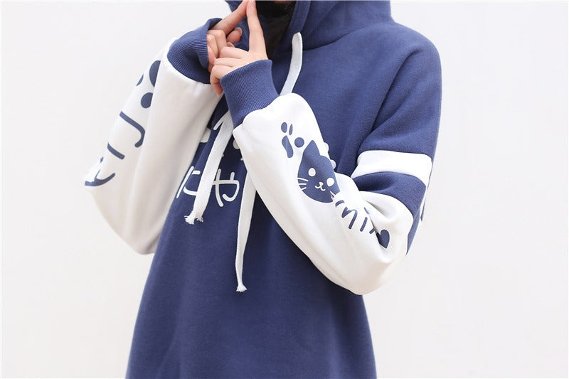 Meow Elegance: Harajuku Kitty Paw Letter Hooded Sweatshirt - Elevate Your Style with Feline Charm! ????