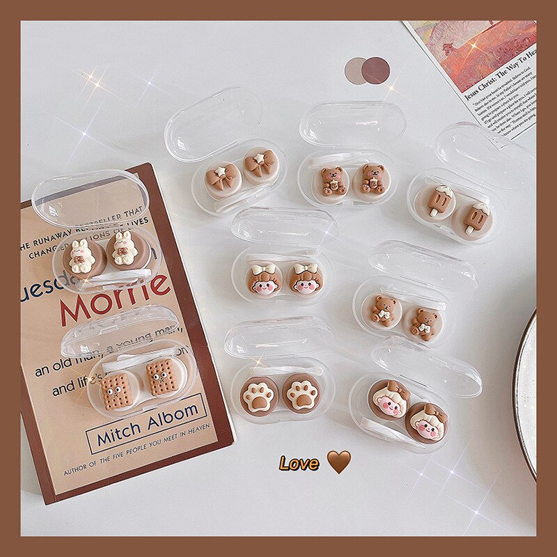 Kawaii Cat Paw Brown Cute Contact Lens Case