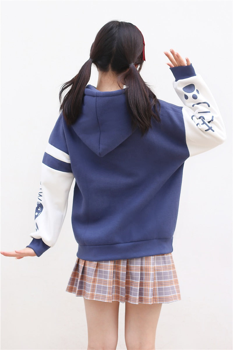 Meow Elegance: Harajuku Kitty Paw Letter Hooded Sweatshirt - Elevate Your Style with Feline Charm! ????