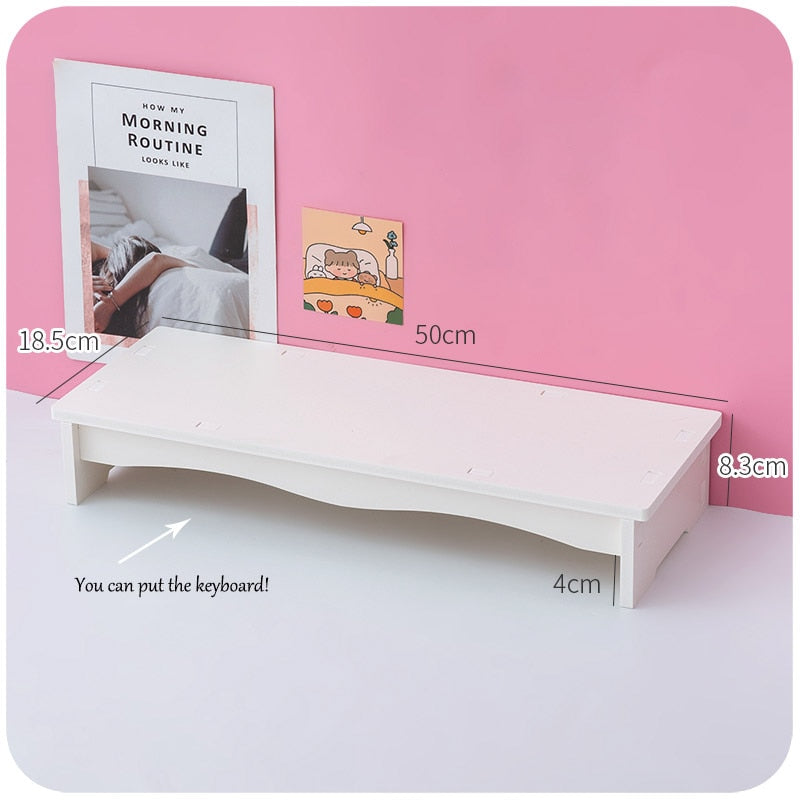Kawaii Pink White lightweight Desk Monitor Laptop Stand
