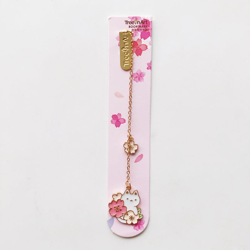 1pc Sakura Rabbit/Cat Chain Pendant Bookmark