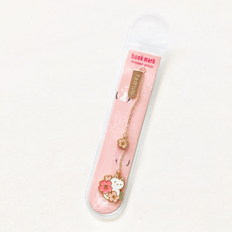 1pc Sakura Rabbit/Cat Chain Pendant Bookmark