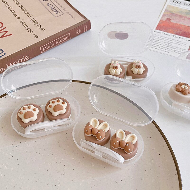 Kawaii Cat Paw Brown Cute Contact Lens Case