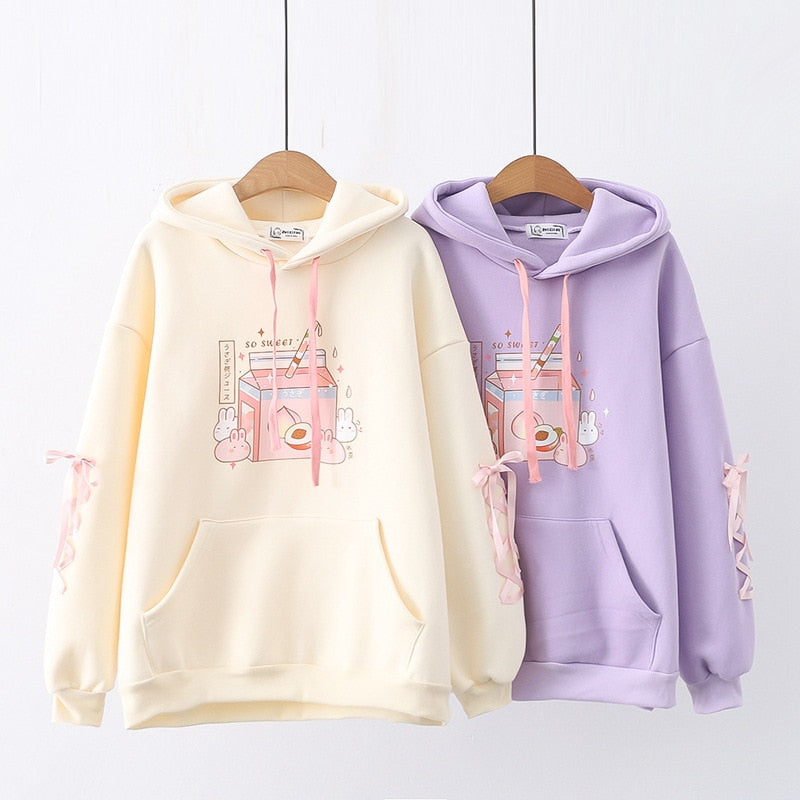 Peach Milk Kawaii Bunny Hoodie