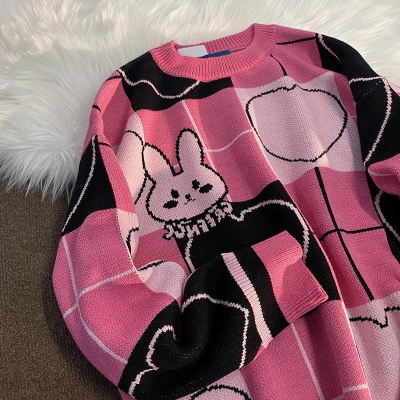 Harajuku Love Heart Bunny Sweater - Cute Cartoon Bunny Design